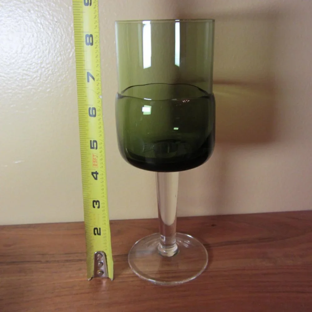 green wine glass goblet double dipped pier 1 MCM style (W3557)